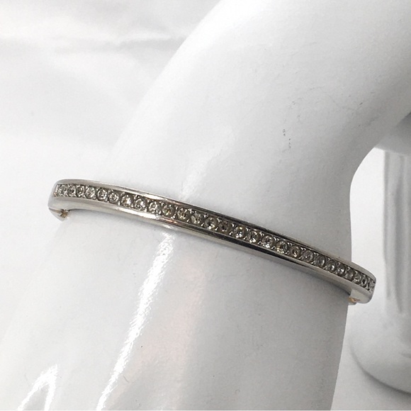 Vintage Swarovski Silver & Clear Crystal Hinged Bangle Bracelet - Picture 5 of 5